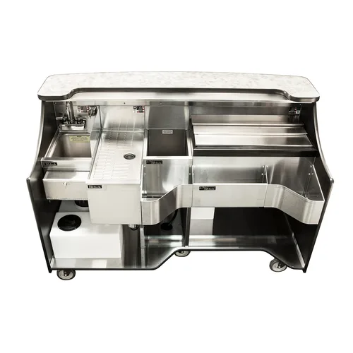 Perlick MOBS-66TE-S Signature 66" Stainless Steel Mobile Bar with Ice Chest and Sink
