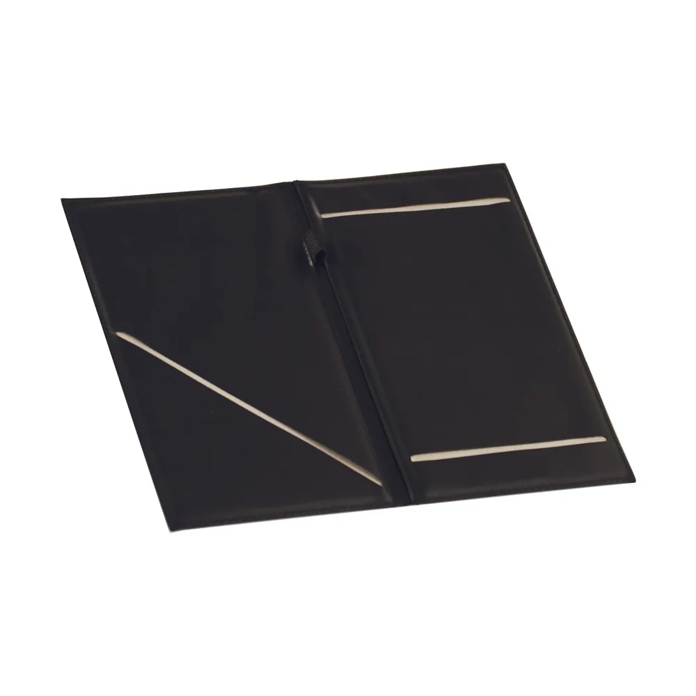CAC China CKPR-9K Order Holder, 8-1/2" x 5-1/4" Black Check Presenter with Elastic Pen Loop