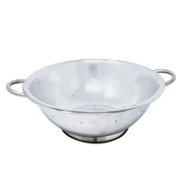 Omcan USA 80741 - 14 Qt Stainless Steel Kitchen Colander with Base and Handles, Durable Construction