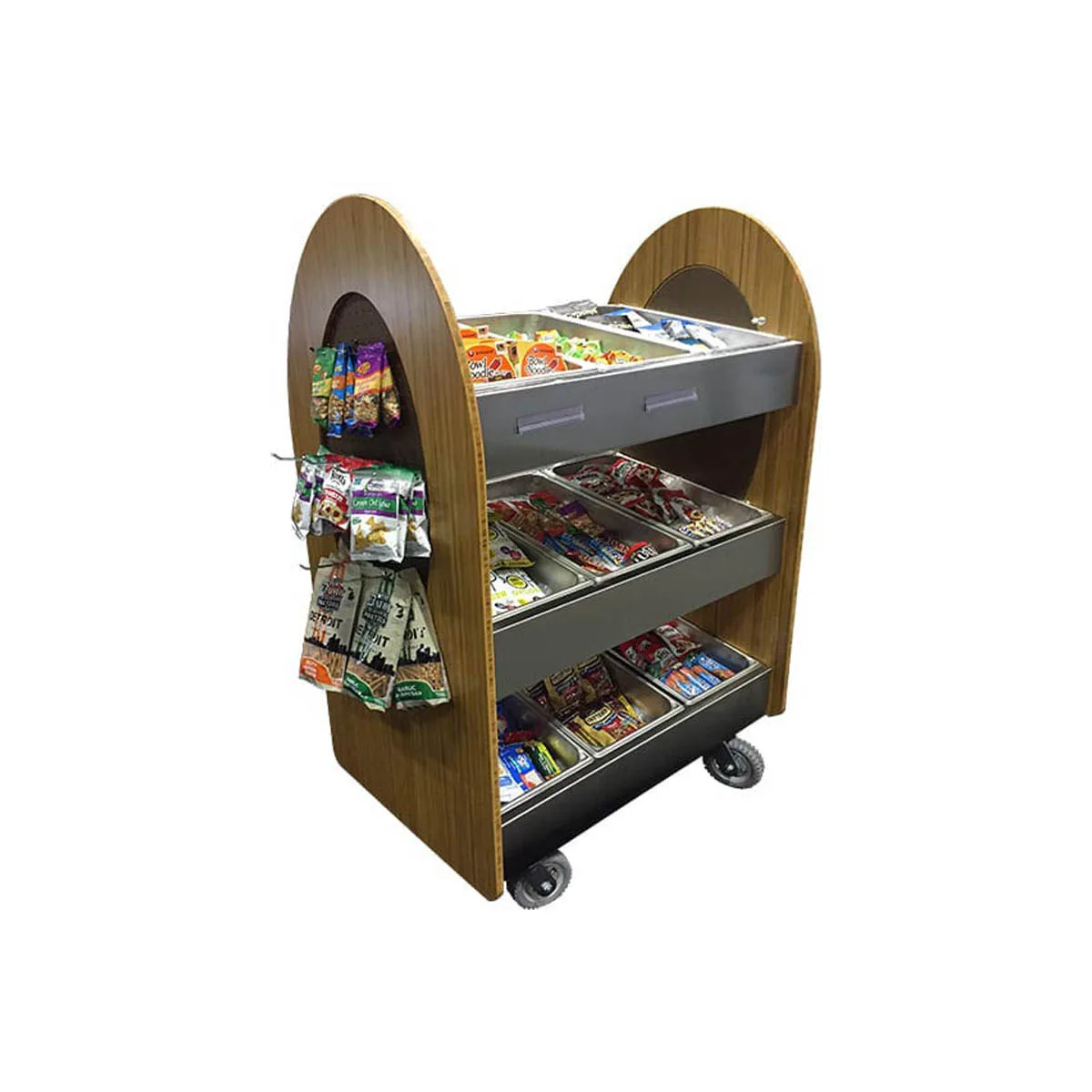 Lakeside 683 3-Shelf Display Merchandising Cart w/ Stainless Steel Adapter Bars