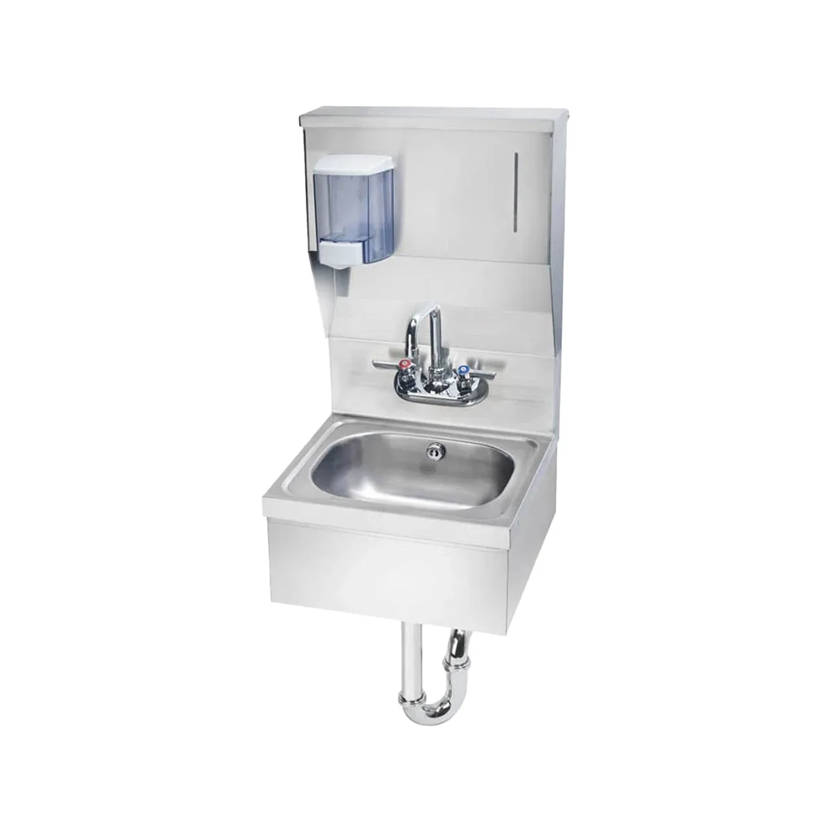 Krowne HS-8 16" Wall Mounted Hand Sink with Faucet, Soap & Towel Dispenser - 20 gauge