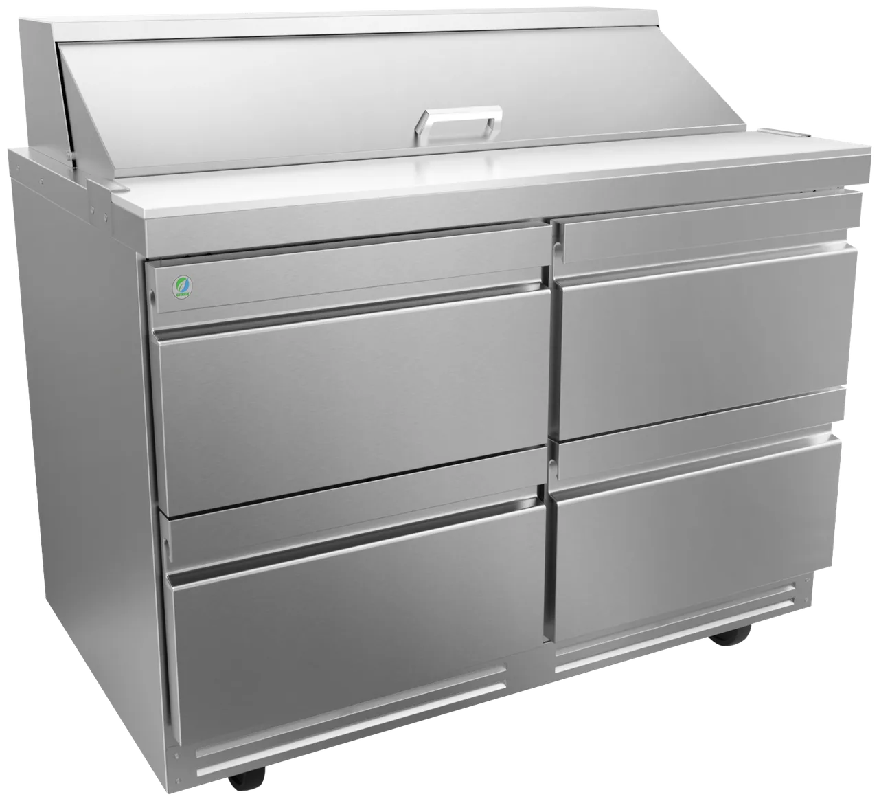 Asber APTS 48 12 D4 P 48" 4-Drawer Sandwich and Salad Prep Table, 12 Pans, Stainless Steel
