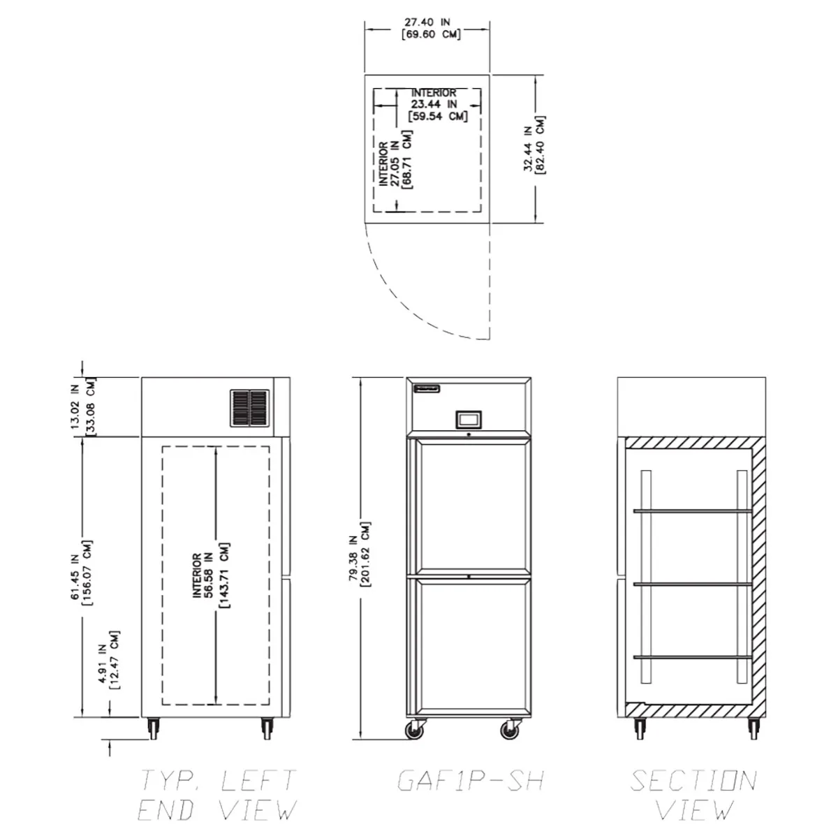 Delfield GAF1P-SH 27" 2-Half Hinged Solid Door Reach-In Freezer, Top Mounted, 21 cu. ft.