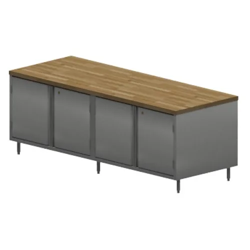 BK Resources CMT-3096HL Chef Table, Cabinet Base with Hinged Doors & Lock