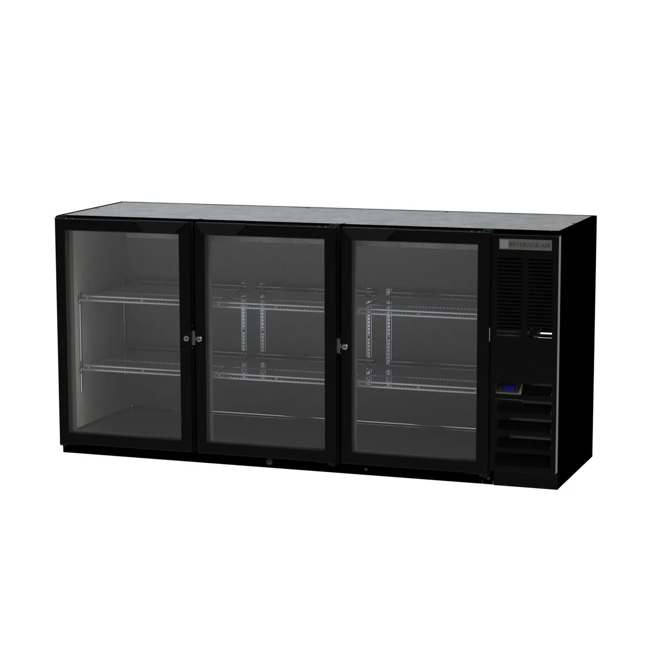 Beverage Air BB72HC-1-G-B 72" Three Section Back Bar Cooler with Glass Door, 19.92 cu. ft.