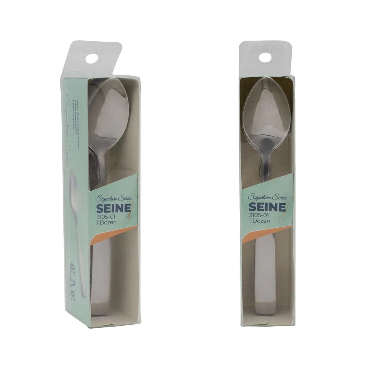 CAC China 3105-01 Seine Teaspoon, 6 1/8" Length, 18/0 Stainless Steel, Clear Pack - 1 Dozen