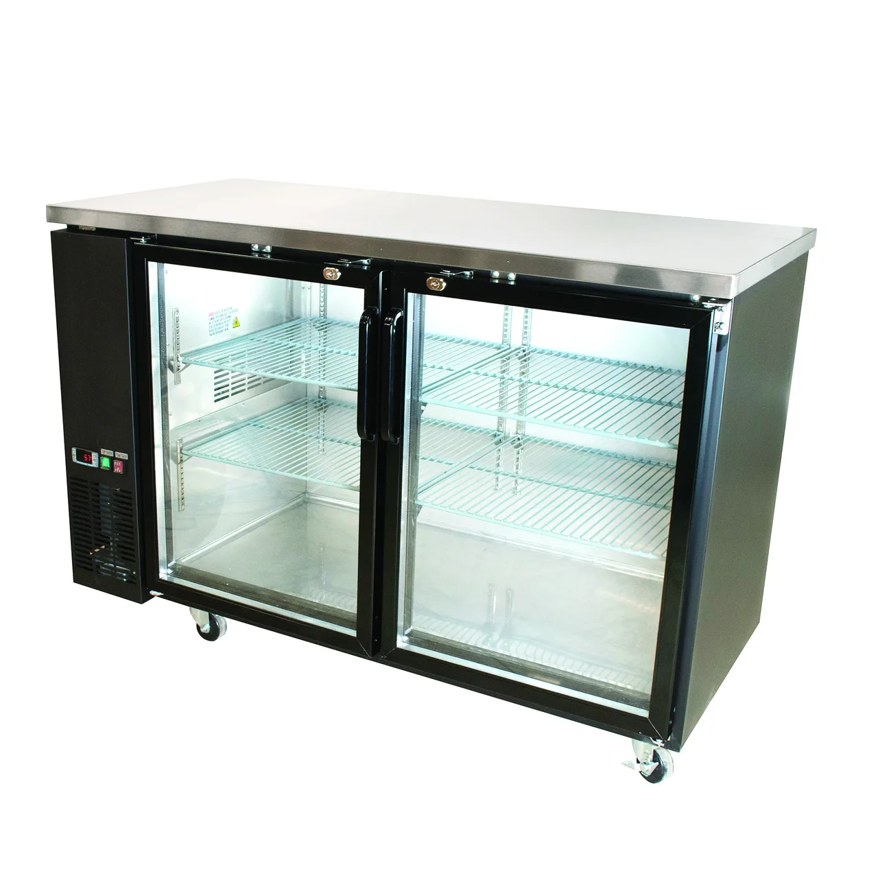 BK Resources BB-2G-60 Cooler, 60" Glass Door, Black, 4‑Shelf, LED, Eco‑Hydrocarbon, ETL Certified