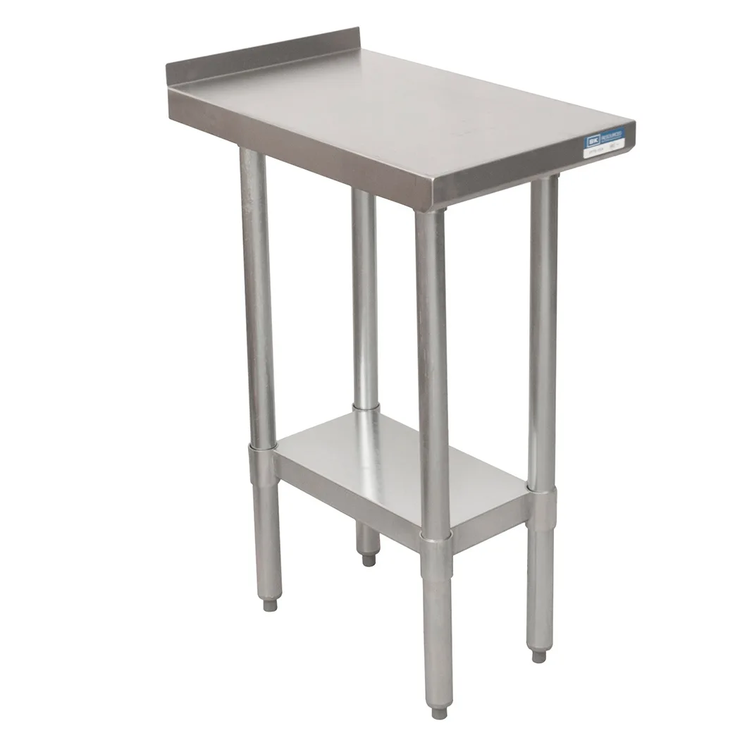 BK Resources SFTS-2430 24" Open Base Work Table, Stainless Steel Base / 1-1/2" Backsplash - Upturn