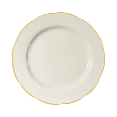 CACChina SC-6G Seville Plate, 6-3/8" Dia x 7/8" H, Scallop Edge, Gold Band White, 1 Dozen