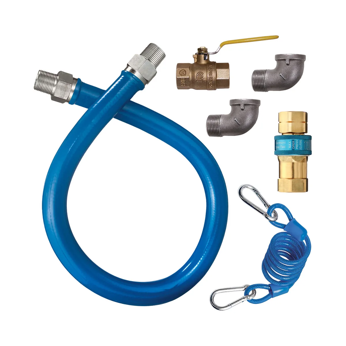 Dormont 16125KIT36 Deluxe SnapFast 36" Gas Connector Kit, Two Elbows, Restraining Cable, 1-1/4" Dia.
