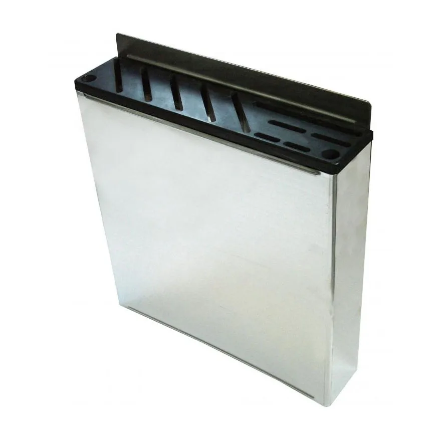 Omcan USA 12903 Stainless Steel Knife Rack with Plastic Insert, Holds 10 Knives + 2 Steels, 12 Slots