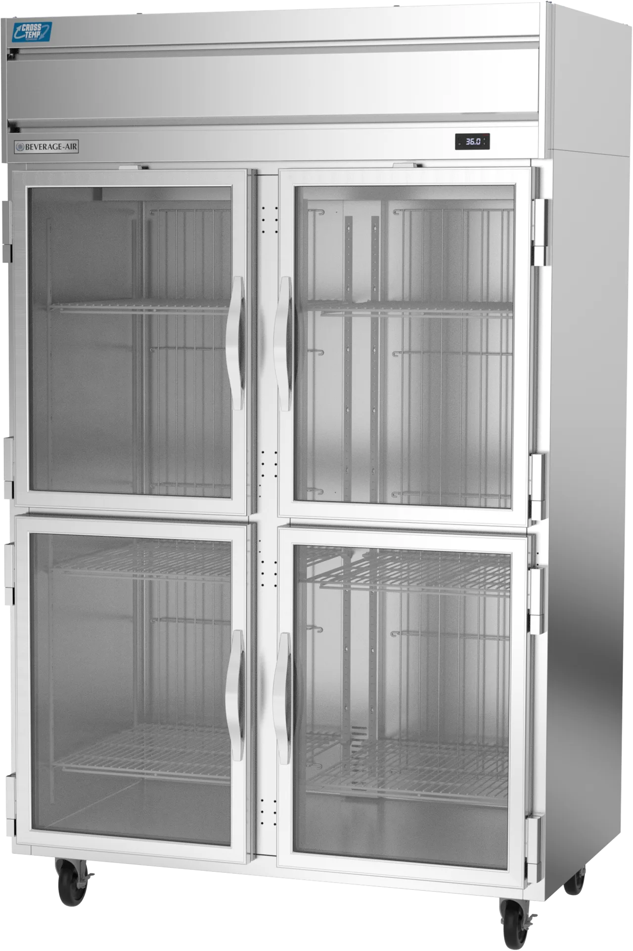 Beverage Air CT2HC-1HG 52" 2-Section Convertible Refrigerator Freezer w/ 4 Half Glass Doors, 45 cu. ft.