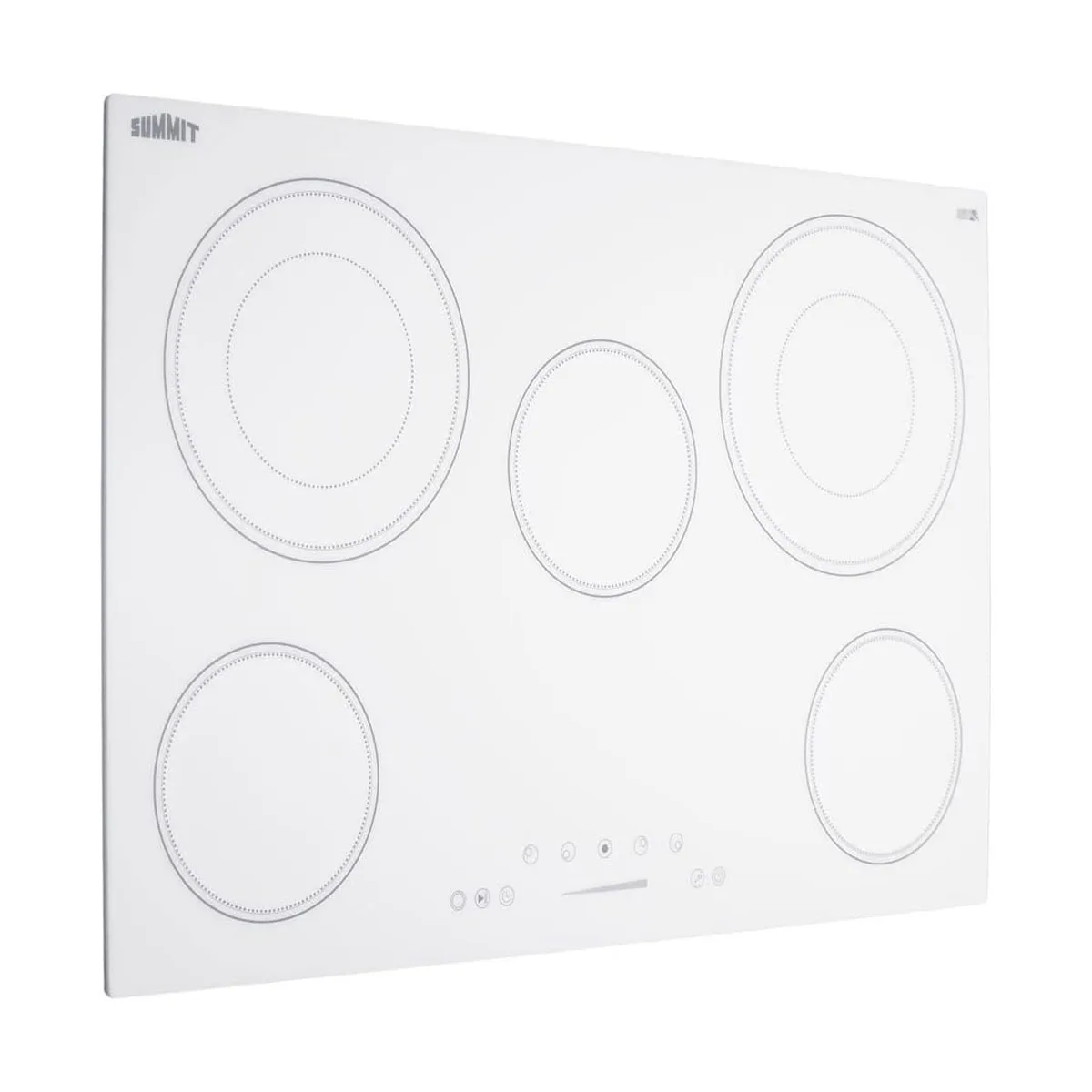Summit CR5B30T8W 30" Electric Radiant Cooktop w/ (5) Burners, White Ceramic Glass, Digital Controls, 7.2 kW, 240v
