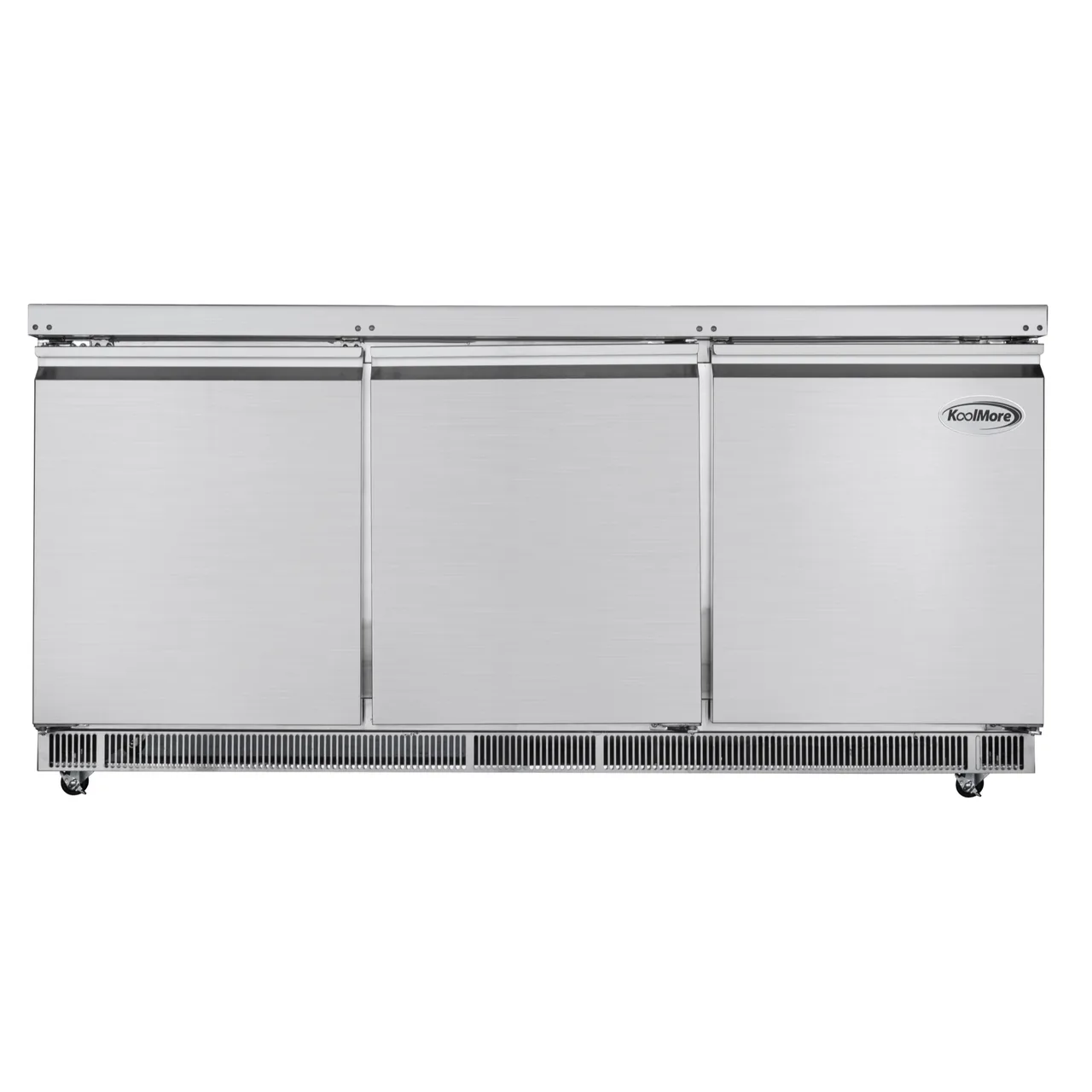 Koolmore KM-RBT-72C 72" 3 Doors Refrigerated Pizza Prep Table, 15 Pans with Covers