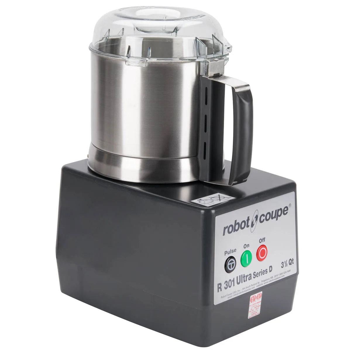 Robot Coupe R301UB Commercial Food Processor, 3.7 L Stainless Steel Batch Bowl, 1 1/2 hp, 1725 RPM