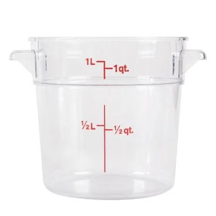 Omcan USA 80208 Food Storage Container – 1 Qt Round Clear Polycarbonate, No Lid