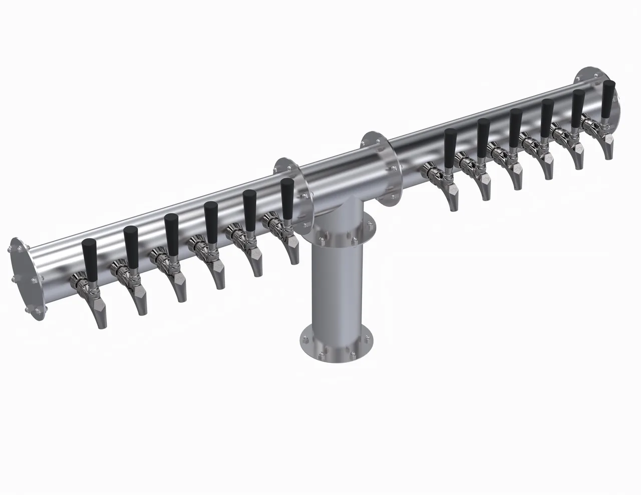 Krowne KPTH-12S Tap Tower - 12‑Faucet, 43‑3/4" OA, Glycol Cooled, Steel Finish, 7‑12 Tap Capacity
