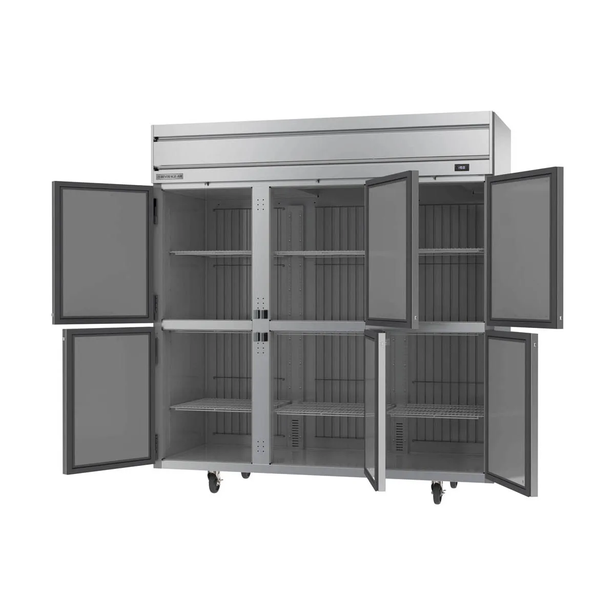 Beverage Air HF3HC-1HS 78" 3-Section Reach-In Freezer, 6 Half Solid Doors, Top Mount, 69.1 cu. ft., Stainless Steel Front
