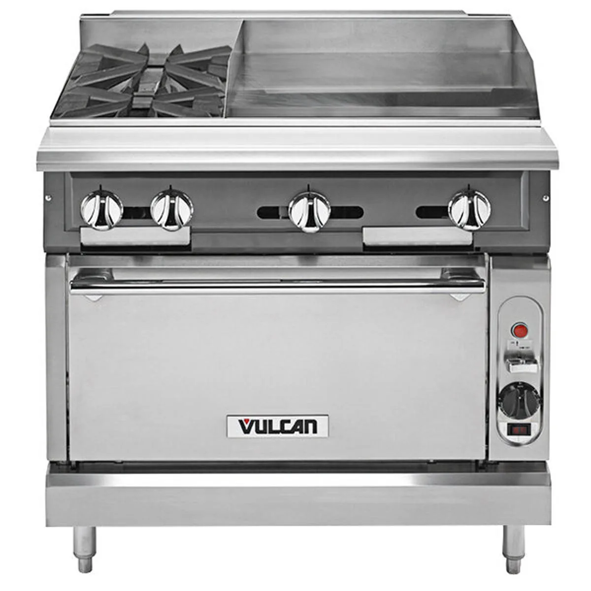 Vulcan V2BG4TC 36" Gas Heavy Duty Range w/ (2) Open Burners, 24" Griddle Right w/ Thermostatic Controls, (1) Convection Oven, 162.000 BTU
