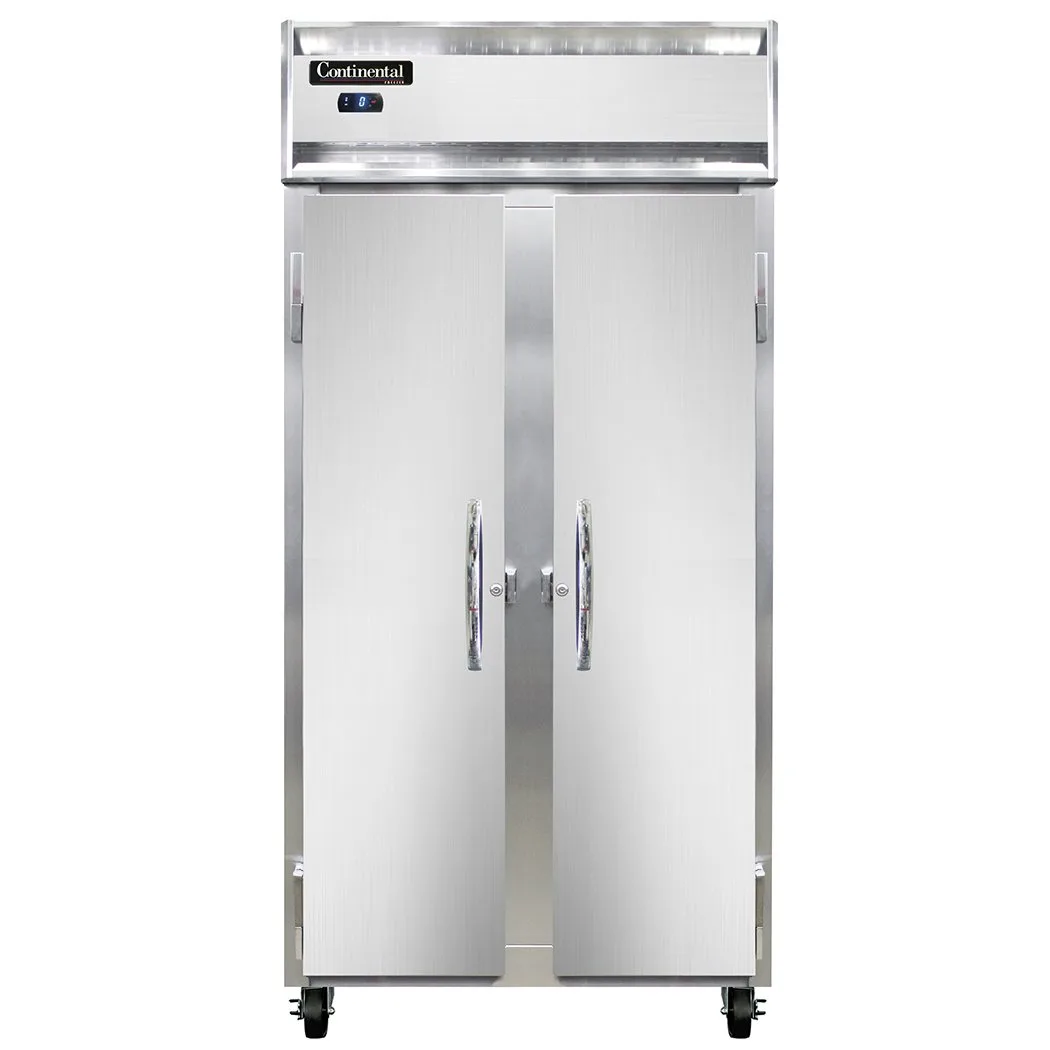 Continental Refrigerator 2FSESNSA 36" 2-Solid Door Reach-In Freezer, Top Mounted, Stainless Steel Exterior, 24 cu. ft.