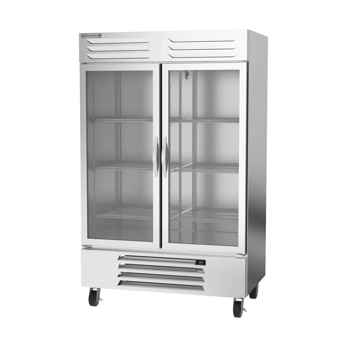 Beverage Air RB49HC-1G 52" Two-Section Reach-In Refrigerator w/ 2 Glass Doors, Bottom Mounted, Aluminum Interior, 46 cu. ft.