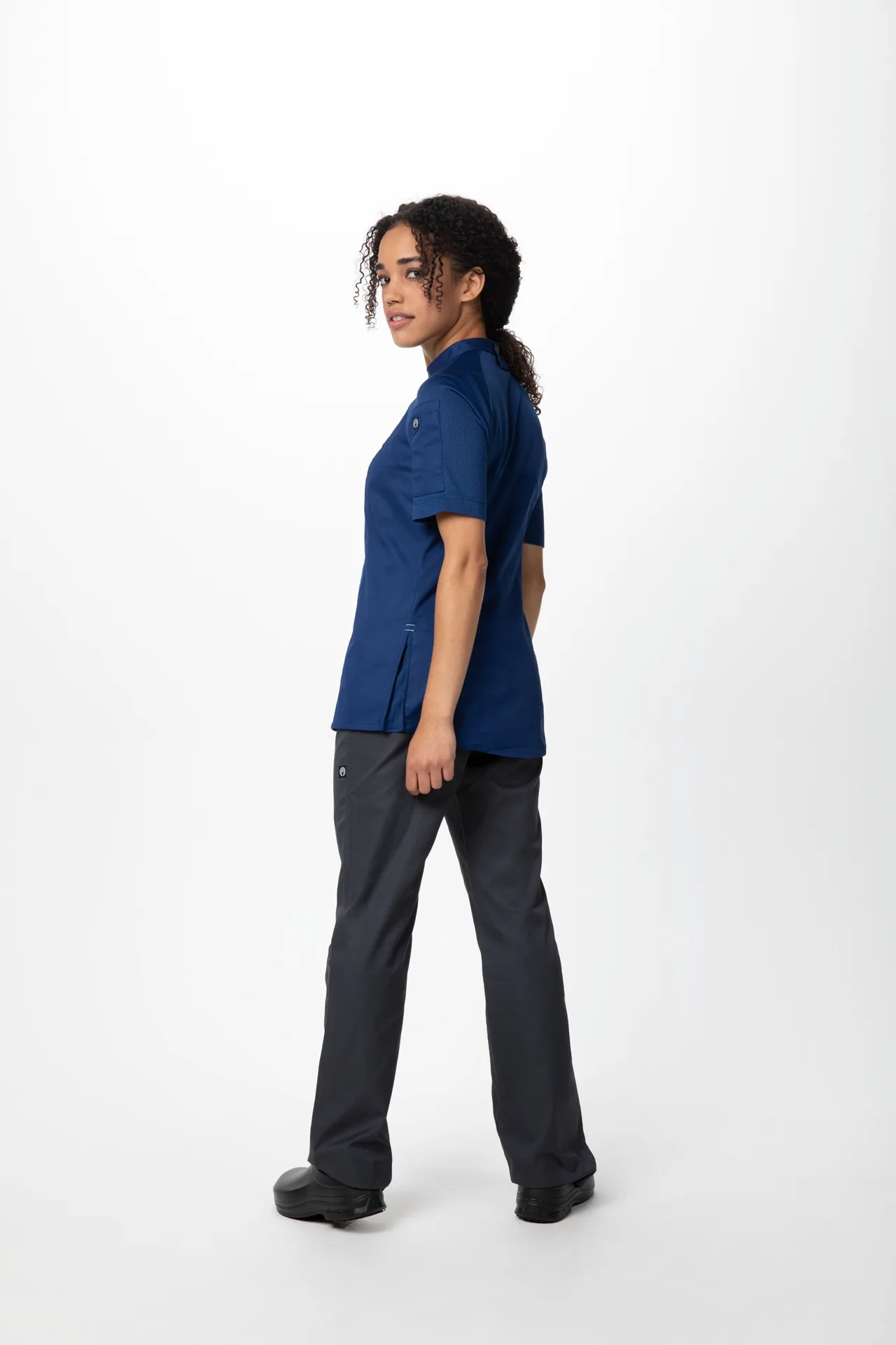 Chef Works CBZ04W-OCB-3XL Women'S Arcadia Chef Coat, Ocean Blue, 3XL, 62/38 Poly/Cotton