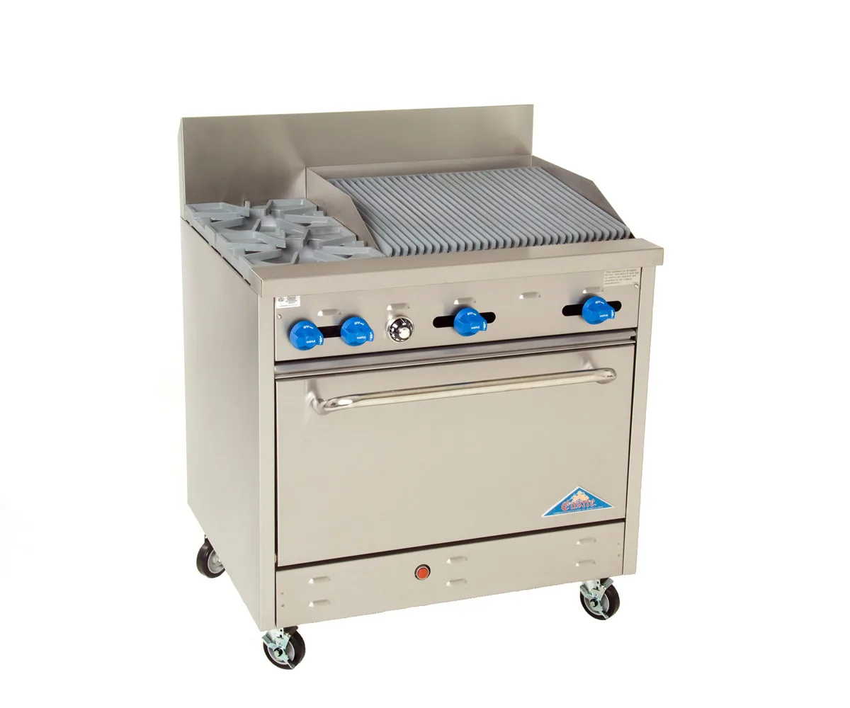 Comstock-Castle F330-2RB 36" Gas Restaurant Range w/ (2) Open Burners, (1) 24" Charbroiler, (1) Standard Oven, 144.000 BTU