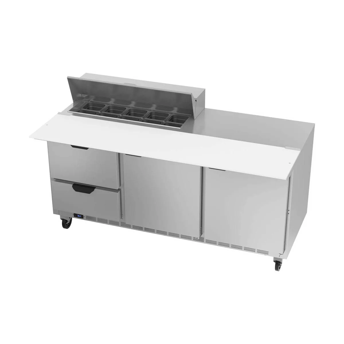Beverage Air SPED72HC-10C-2 72" Three Section Sandwich/Salad Prep Table w/ 2 Drawers & 2 Doors, 10 Pans