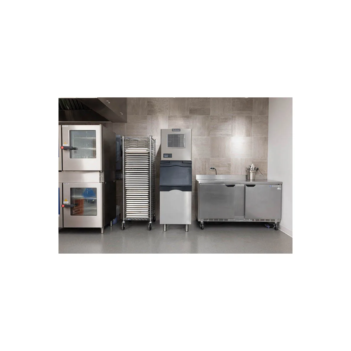Scotsman MC0322MAX-1/B322S Air Cooled Full Cube 356 lb Ice Machine with Bin, 370 lb Storage
