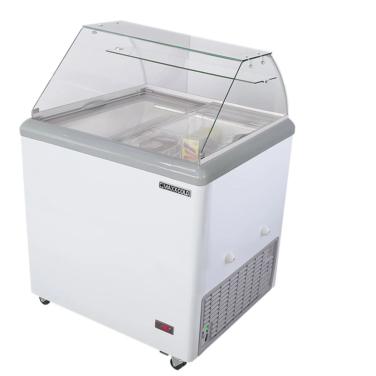 Maxx Cold MXDC-4 31" Ice Cream Dipping Cabinet w/ Curved Sneeze Guard