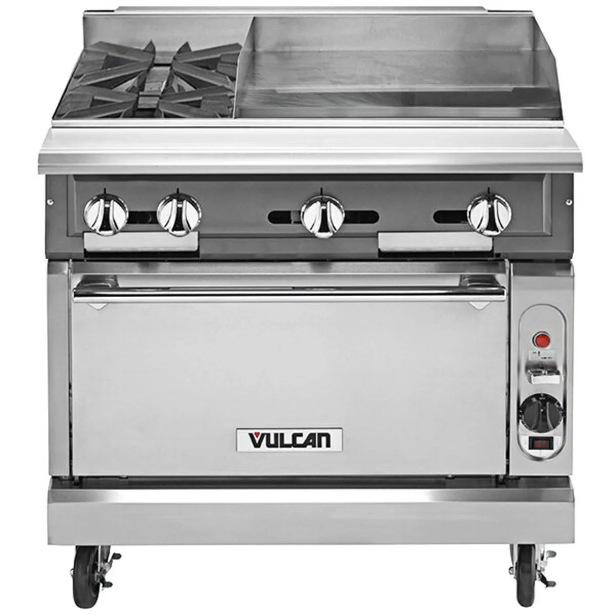 Vulcan V2BG24S 36" Gas Heavy Duty Range w/ (2) Open Burners, 24"Griddle Right, (1) Standard Oven, 180.000 BTU