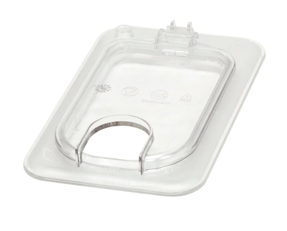 Cambro 90CWLN135 FlipLid 1/9 Size Polycarbonate Spoon‑Notched Lid, NSF