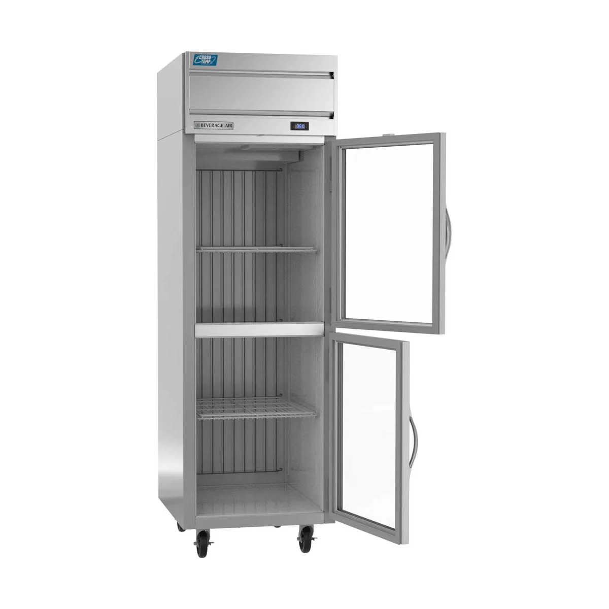 Beverage Air CT1HC-1HG 26" 1-Section Convertible Refrigerator Freezer w/ 2 Half Glass Doors, 23 cu. ft.
