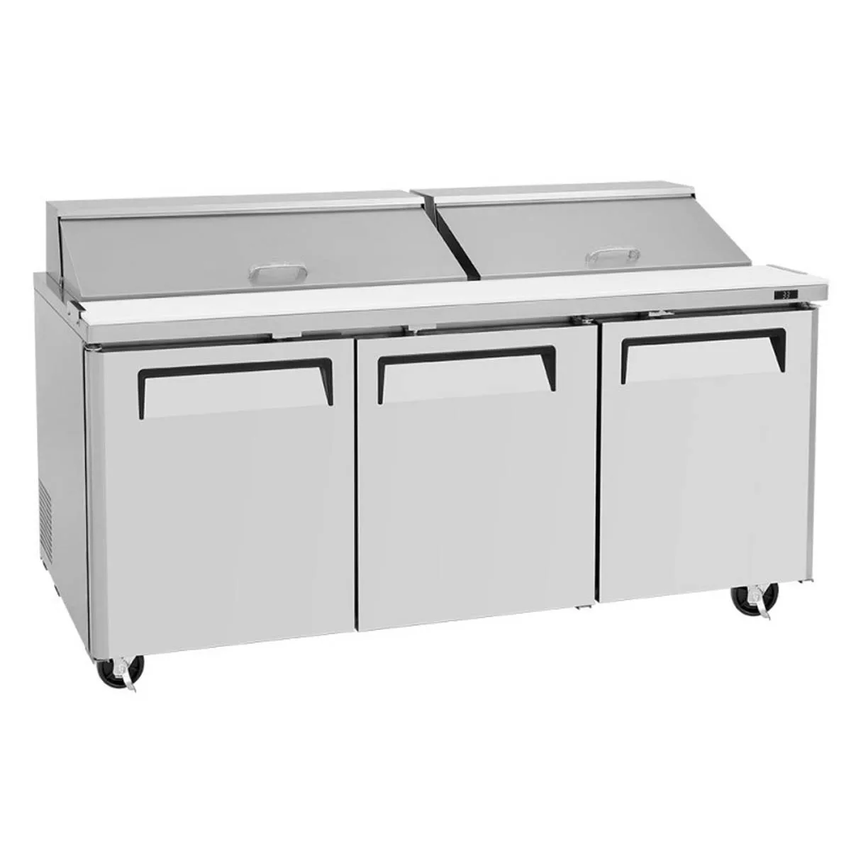 Turbo Air MST-72-N 72" Three Section Sandwich / Salad Prep Table w/ 3 Doors, 18 Pans