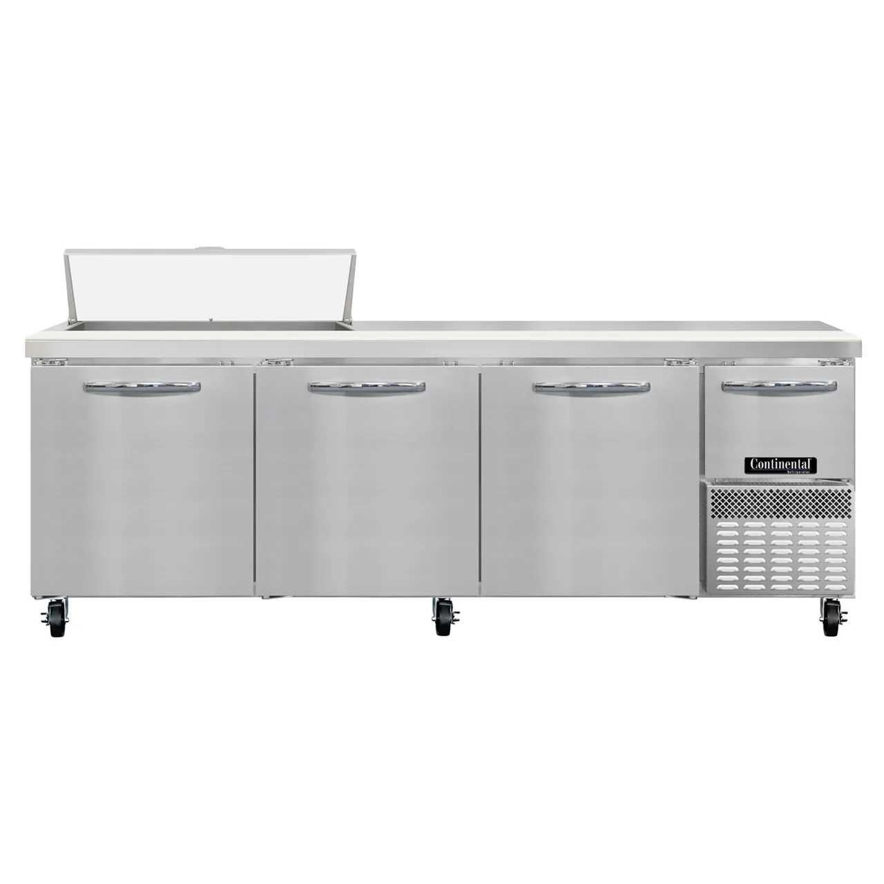 Continental Refrigerator RA93SN10 93" 4-Door Sandwich and Salad Prep Table, 10 Pans, Stainless Steel