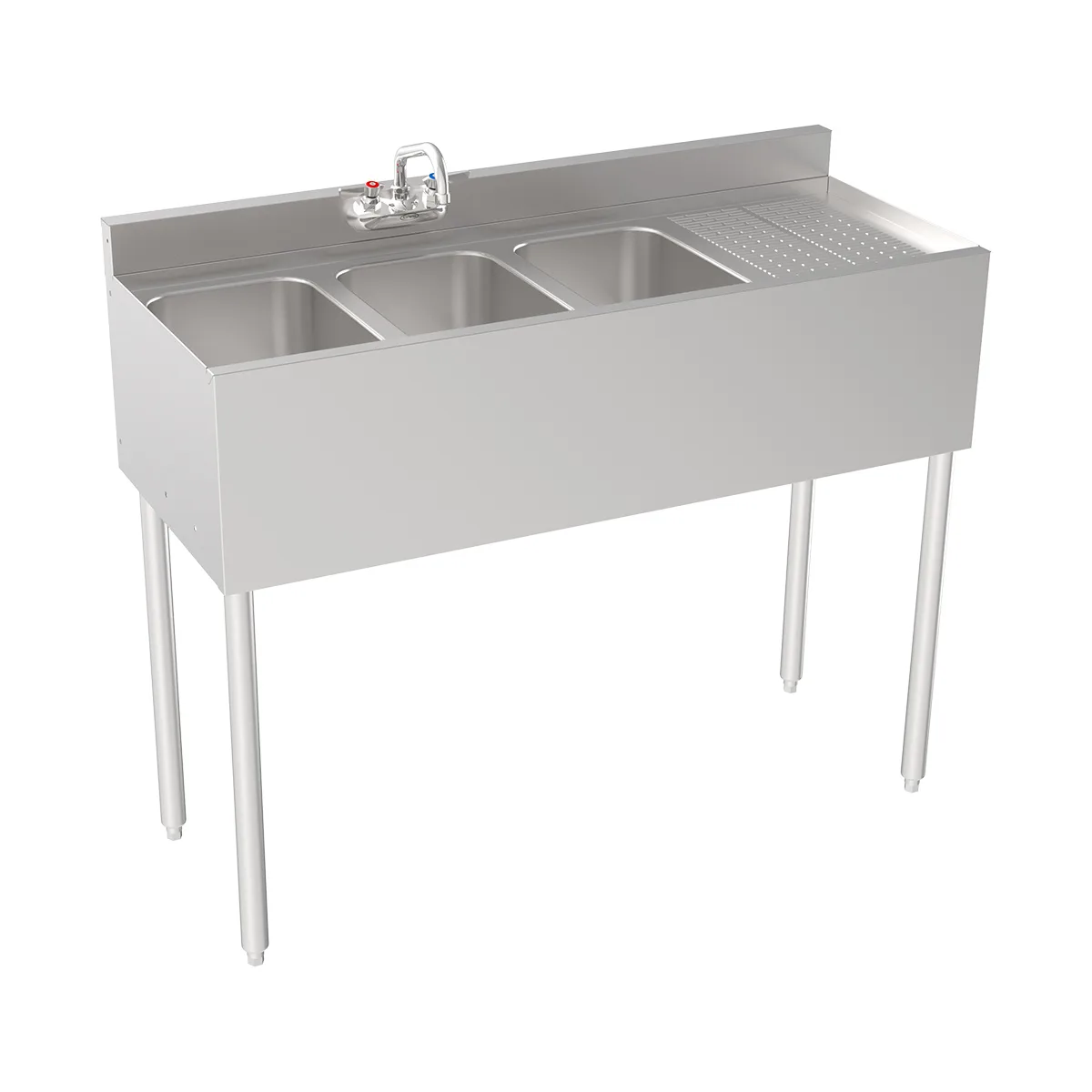 Krowne 18-43L Underbar Sink Units, 3 Compartment with Right Drainboard