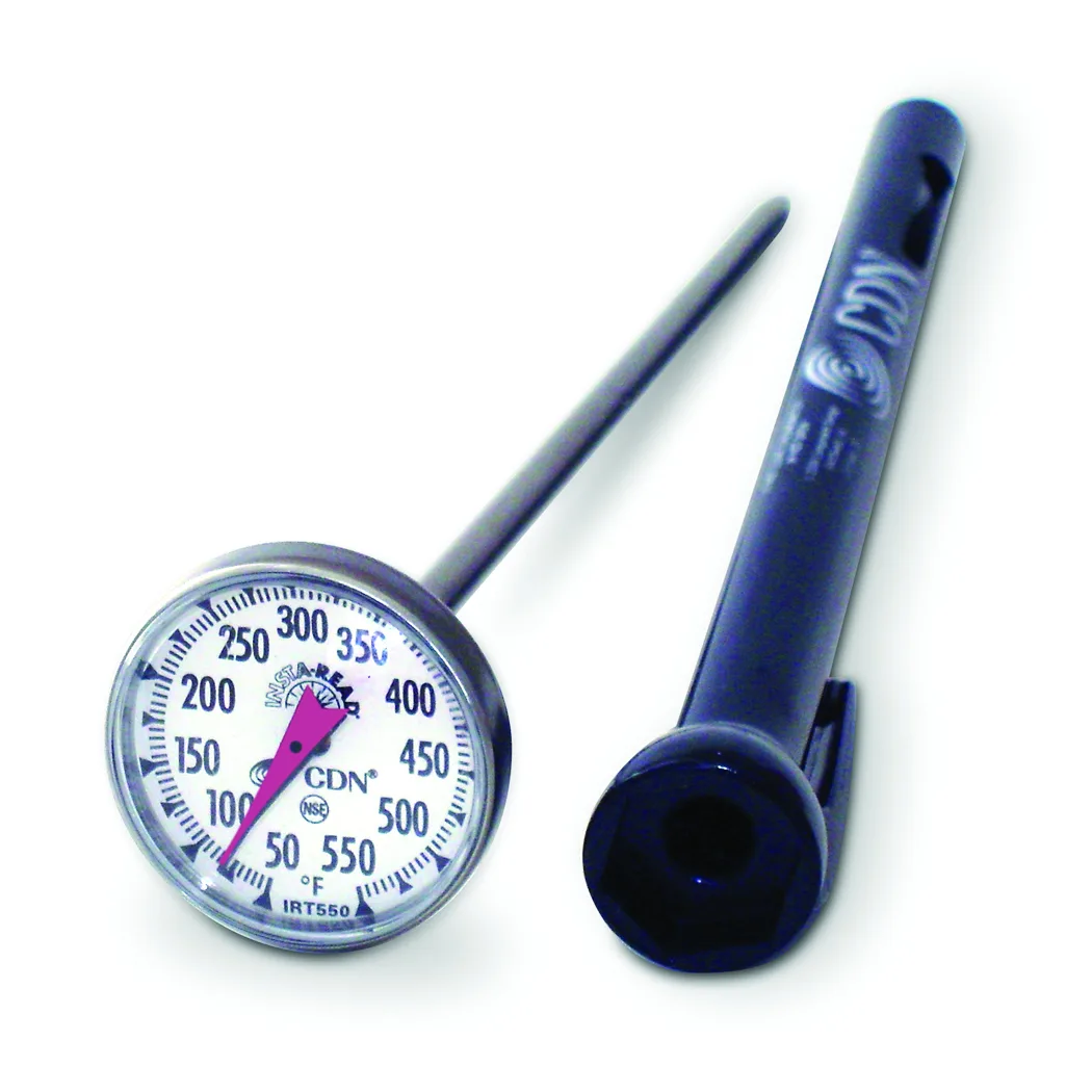 CDN IRT550 High Temp Thermometer, 50-550°F, 1" Dial, 5" Stem, Waterproof, Shatterproof, NSF