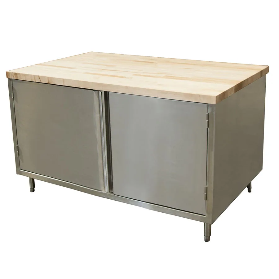 BK Resources CMT-3648H Chef Table, Cabinet Base with Hinged Doors