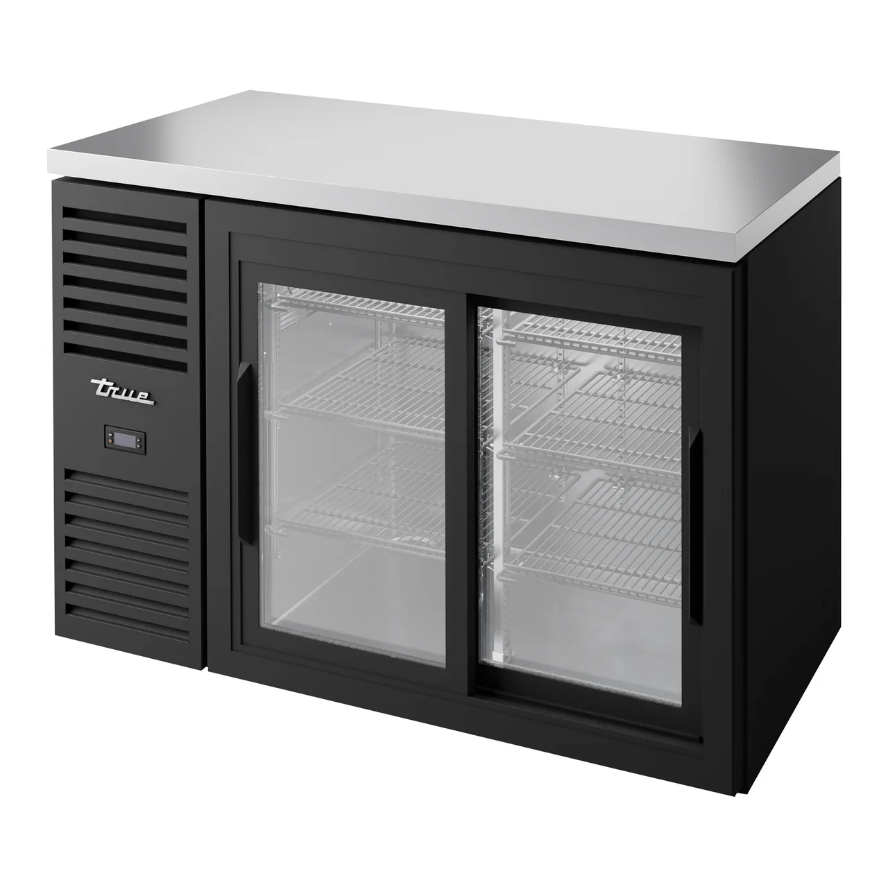 True TBR48-RISZ1-L-B-11-1 48" Two Sliding Glass Door Back Bar Refrigerator with LED Lighting