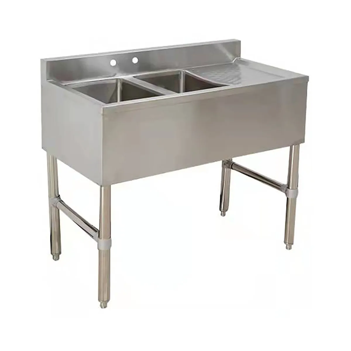 Klinger's Trading BAR2DR 37" Underbar Sink Units, 2 Compartment with Right Drainboard