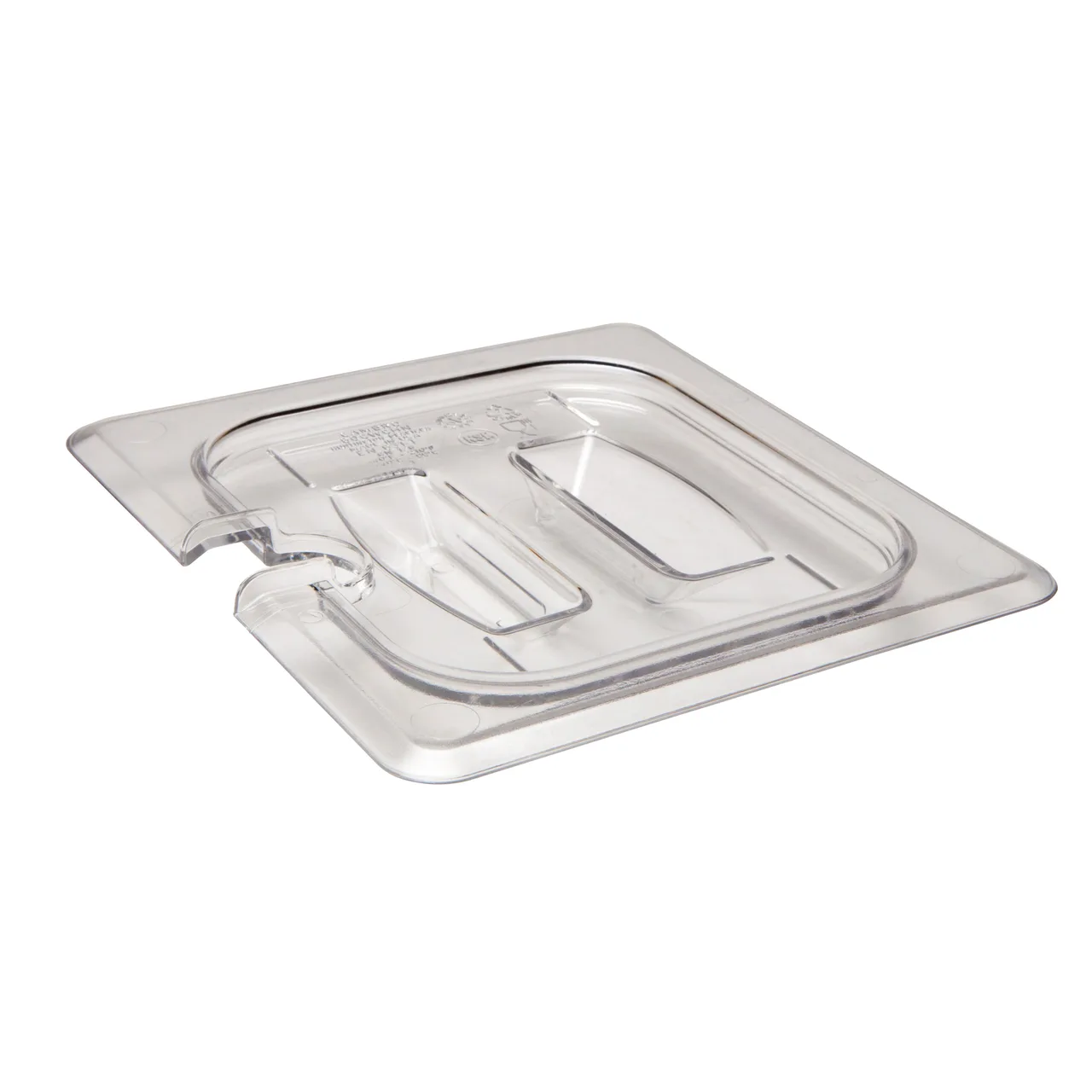 Cambro 60CWCHN135 – 1/6 Size Clear Polycarbonate Pan Cover, Handled Spoon‑Notched, NSF