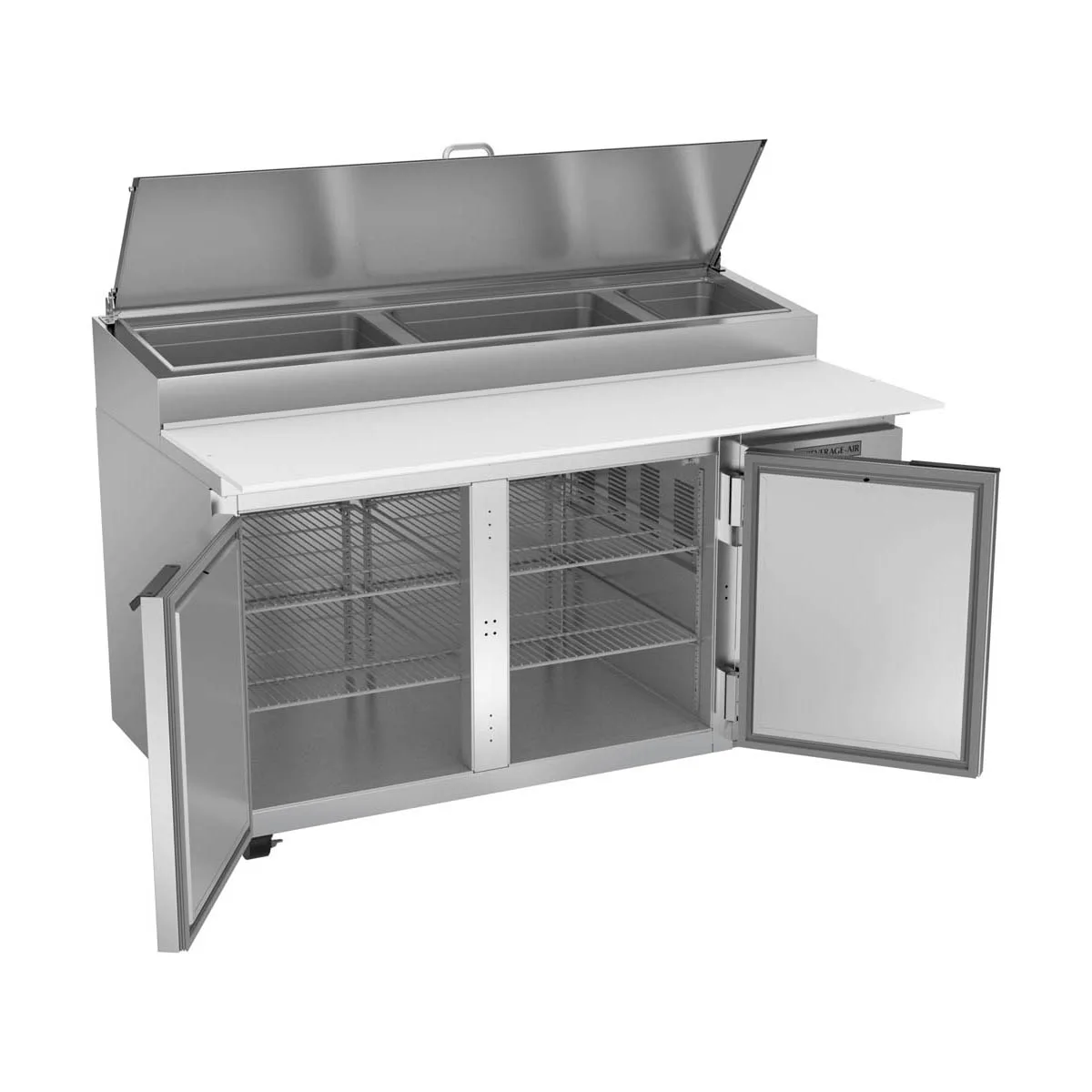 Beverage-Air DP60HC 60" 2-Section Refrigerated Pizza Prep Table w/ 2 Doors, 17.8 cu. ft.