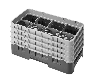 Cambro 8HS800184 Camrack Glass Rack, Half Size, Beige, 10x19.75x10.5, 8 Compartments, 4 Max Dia, HACCP Compliant, NSF