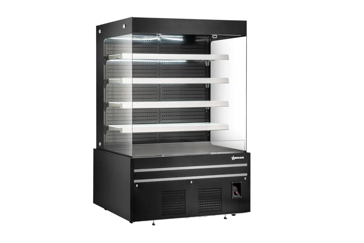 Omcan USA 48380 72" Vertical Open Air Merchandiser in Black, 4 Shelves, 40.96 cu. ft.