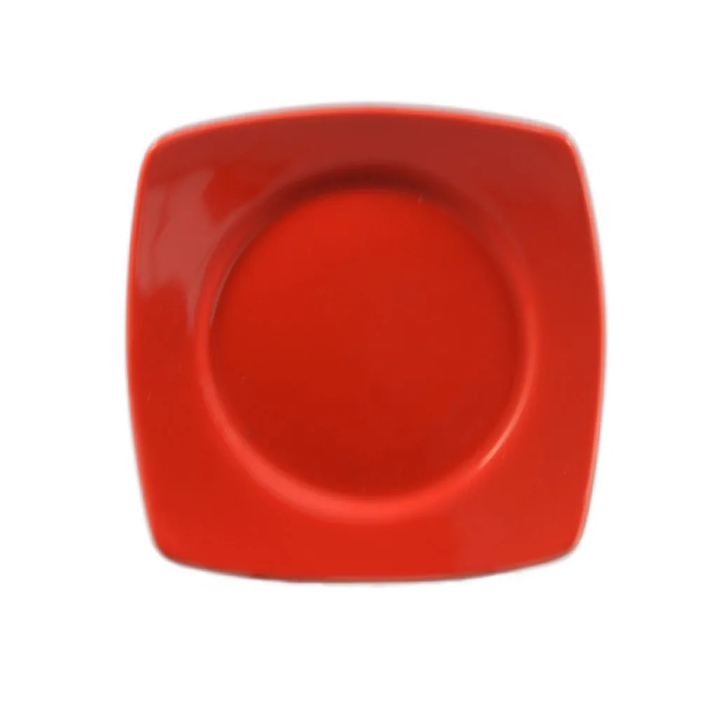 CAC China R-SQ21-R Clinton Plate, 11-7/8" x 11-7/8" x 1-1/2" Ceramic Red, Dishwasher Safe - Dozen