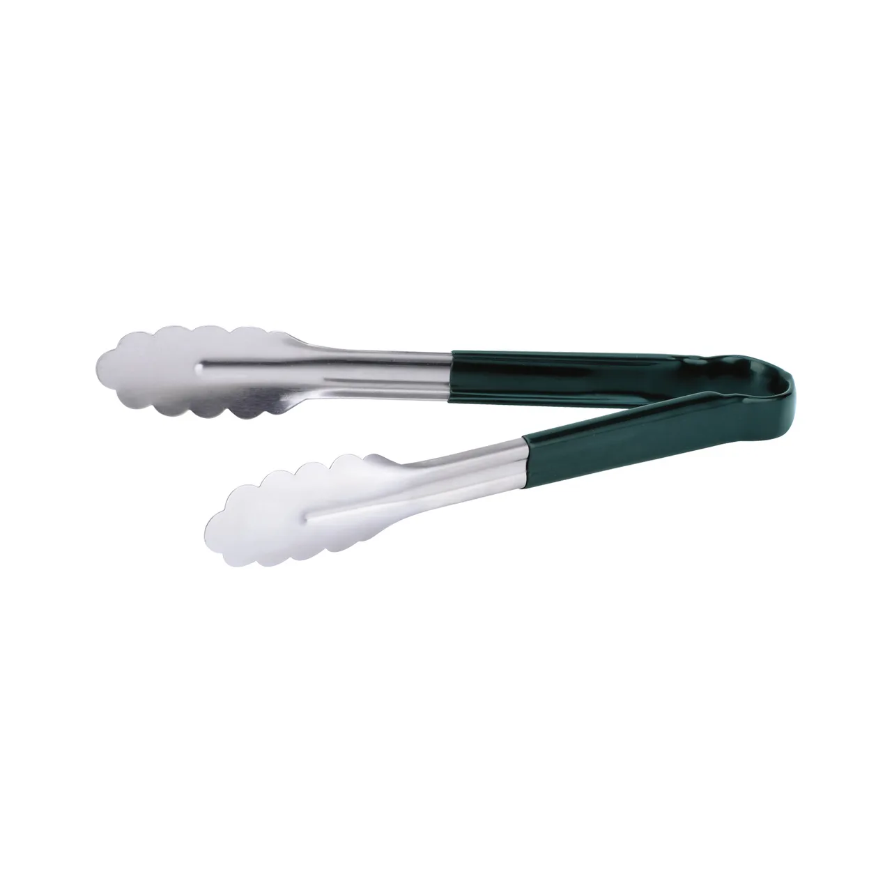 CAC China STCH-10GN Utility Tongs, 10" Heavy-Duty Stainless Steel, Green Handle