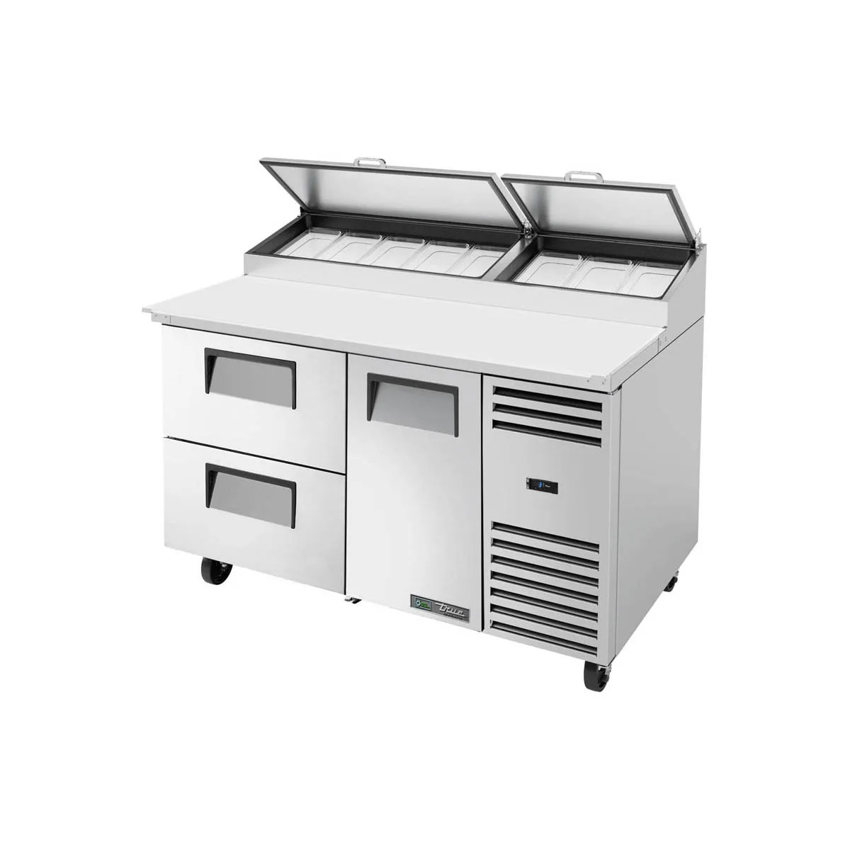 True TPP-AT-60D-2-HC~SPEC3 60" Refrigerated Pizza Prep Table w/ 1 Door & 2 Drawers, (8) 1/3 Panse