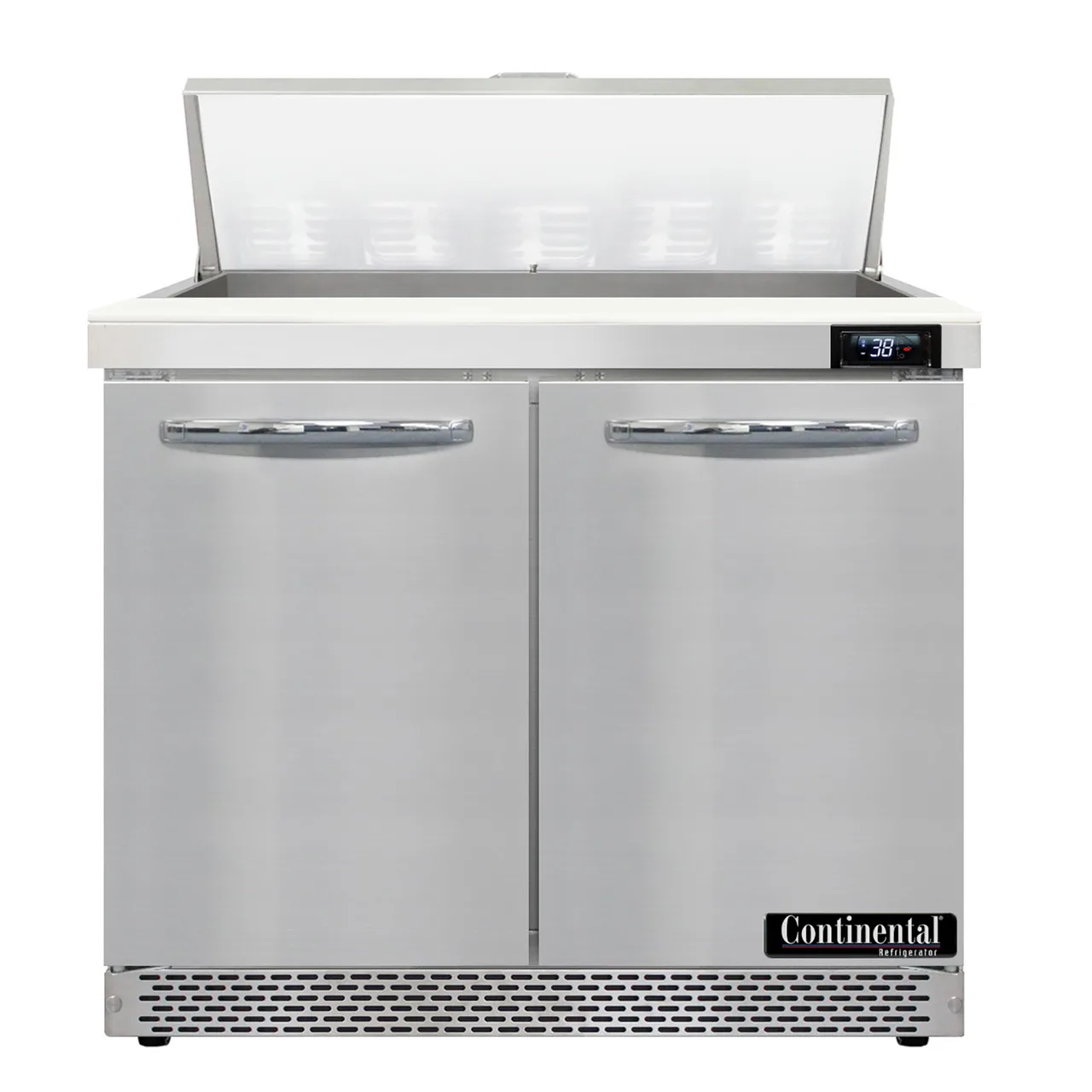 Continental Refrigerator D36N10-FB 36" Two Section Sandwich / Salad Prep Table w/ 2 Door, 10 Pans