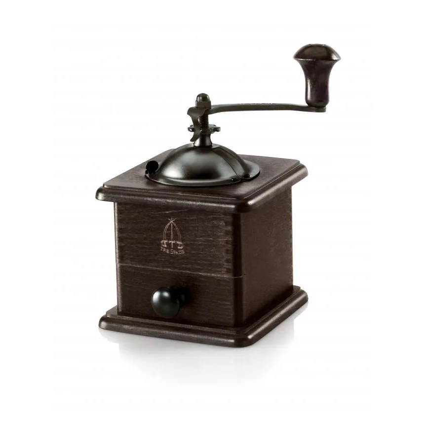 Omcan USA 43678 TRE SPADE Coffee Mill 100g Hopper Hand-Crank Steel Conic Beech & Steel Made In Italy