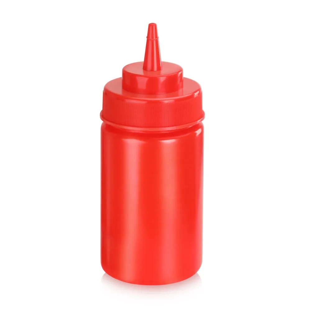 Omcan USA 48104 Condiment Squeeze Bottle, 12 oz Wide‑Mouth Red Plastic, BPA‑Free, Single Tip